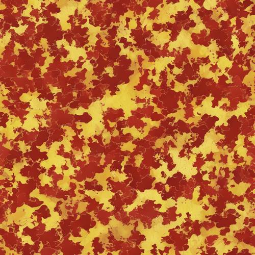 Motif camouflage sans couture, réinventé en rouge vif et jaune ensoleillé.