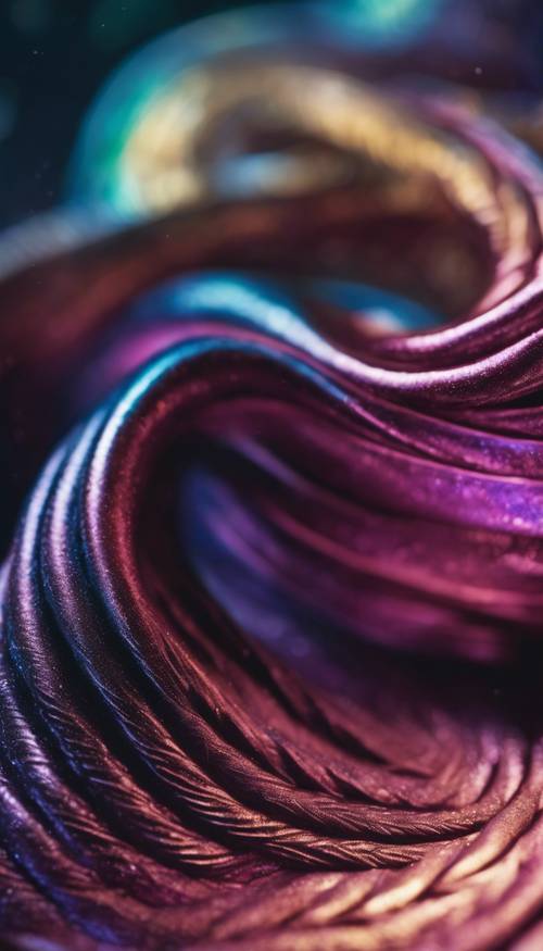 Soft dark velvet with iridescent sheen, twisted into a flowing pattern.