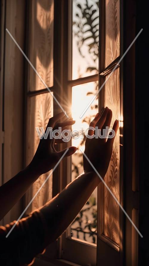 Rayon de soleil à travers un rideau de dentelle