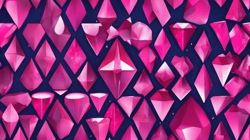 Patrones en forma de diamante de color rosa intenso sobre un fondo azul marino.