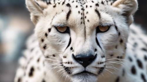 A detailed view of a white cheetah's textured coat, showcasing its unique spot patterns.