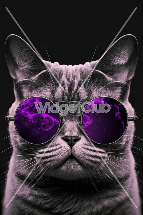 Fajny kosmiczny kot w okularach przeciwsłonecznych