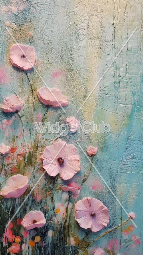 Pink and Blue Floral Art