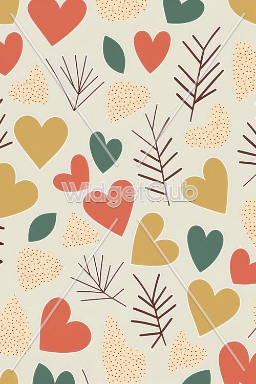 Colorful Hearts and Branches Pattern for Kids