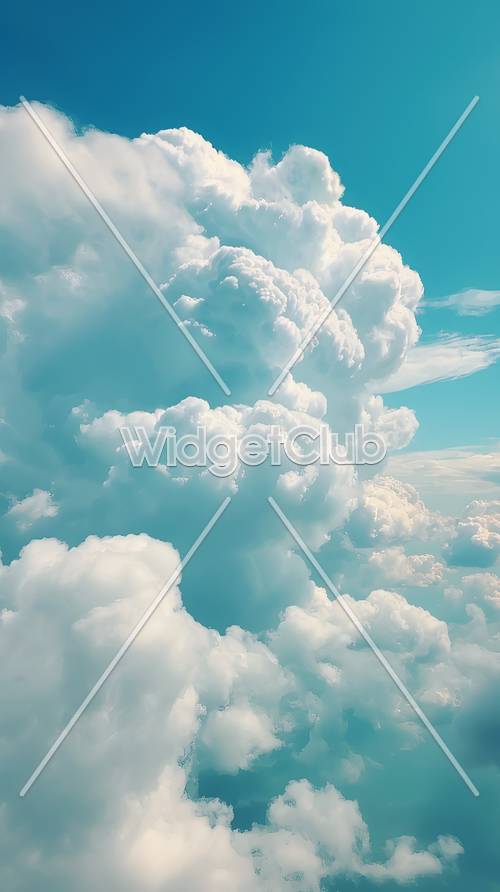 Fluffy Clouds in a Blue Sky Background
