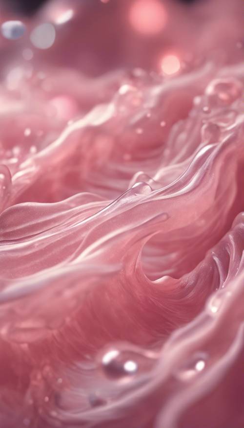 잔잔한 리듬 속에 파도처럼 흐르는 부드러운 핑크빛 아우라의 조화로운 패턴입니다.