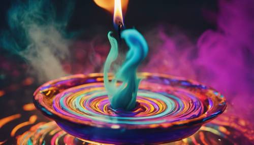Psychedelic smoke spiraling out of a freshly blown out, melting candle. Tapet [b00dda0d57c1497c8c34]