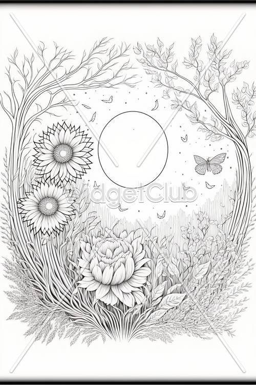 Sunflower and Butterfly Nature Circle