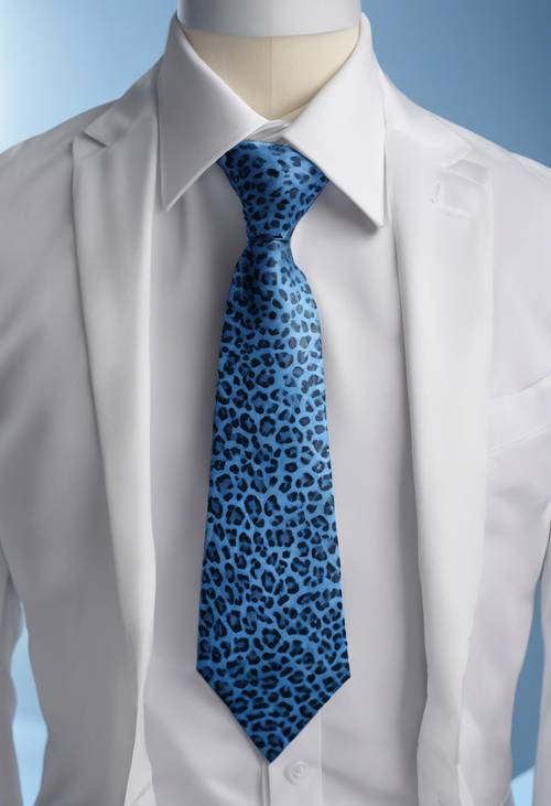 Blue leopard print necktie for a fancy event