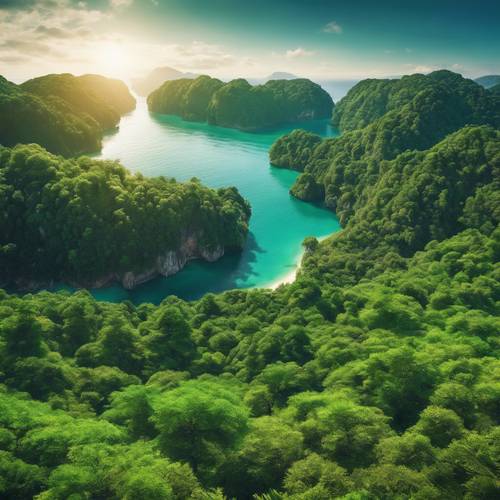 地球的壮观高清图像，聚焦于耀眼的蓝色海洋和翠绿色的森林。