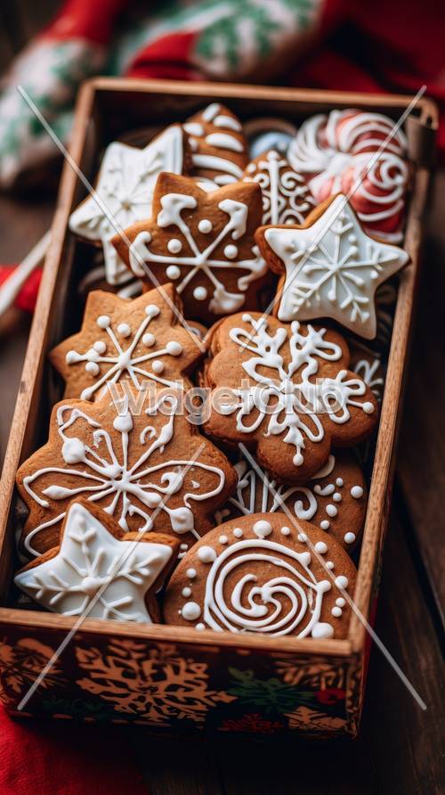 Festive Holiday Cookies in Shapes of Stars and Snowflakes