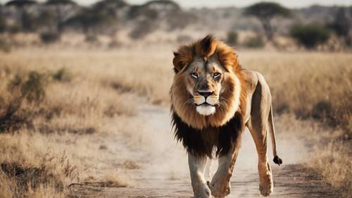 Un leone che ruggisce nella savana africana, il coraggio del momento sottolineato dalla frase &quot;C&#39;è solo una cosa che rende un sogno impossibile da realizzare: la paura di fallire&quot;.