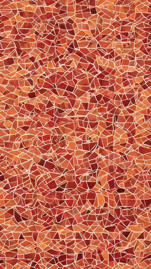 매끄럽게 반복되는 빨간색과 주황색 기하학적 모양의 최면 패턴입니다.
