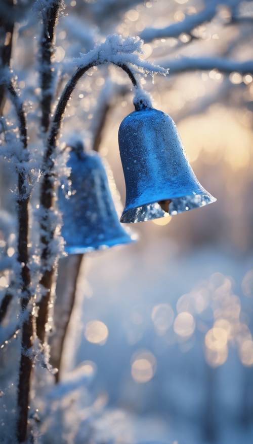 Blue Christmas bells jangling in the frosty breeze