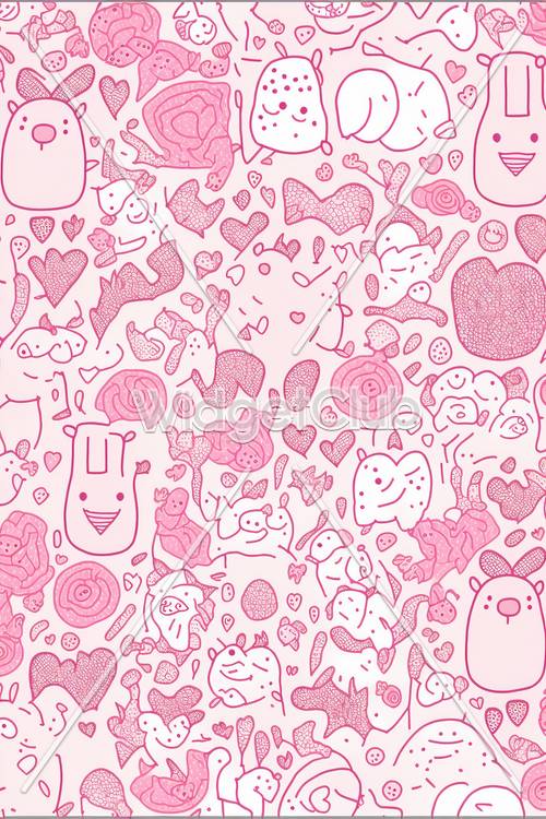 어린이를 위한 귀여운 핑크 낙서 패턴