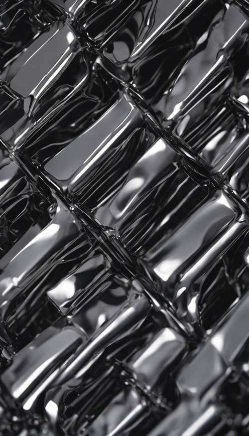 Um desenho abstrato feito de elementos metálicos cinza escuro.