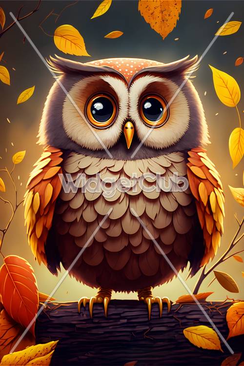 Śliczna jesienna sowa ilustracja