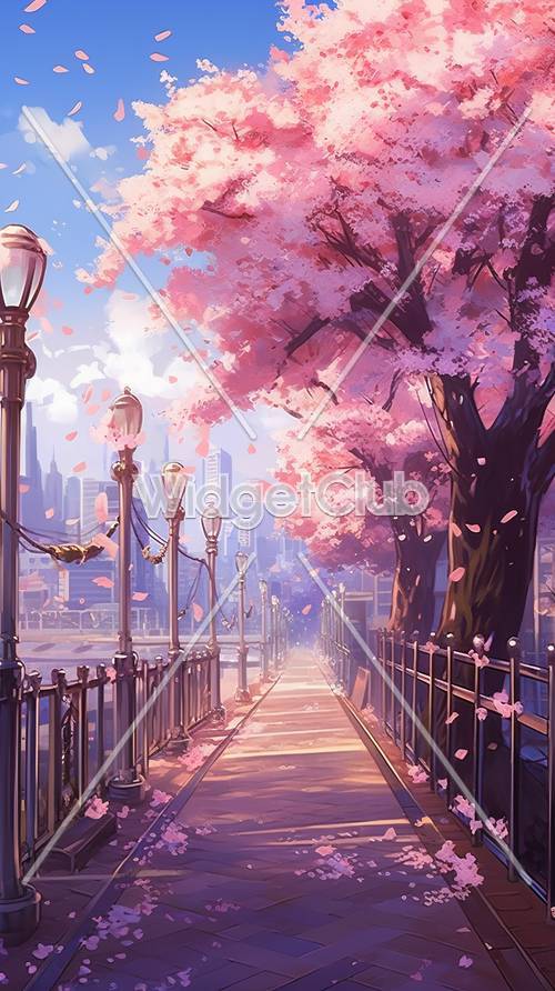 Promenade dans la ville en fleurs de cerisier