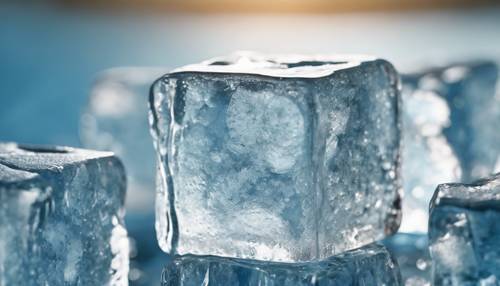Cold ice cube pattern on a sky blue background. Tapet [57a5a7c847fd49838bcc]