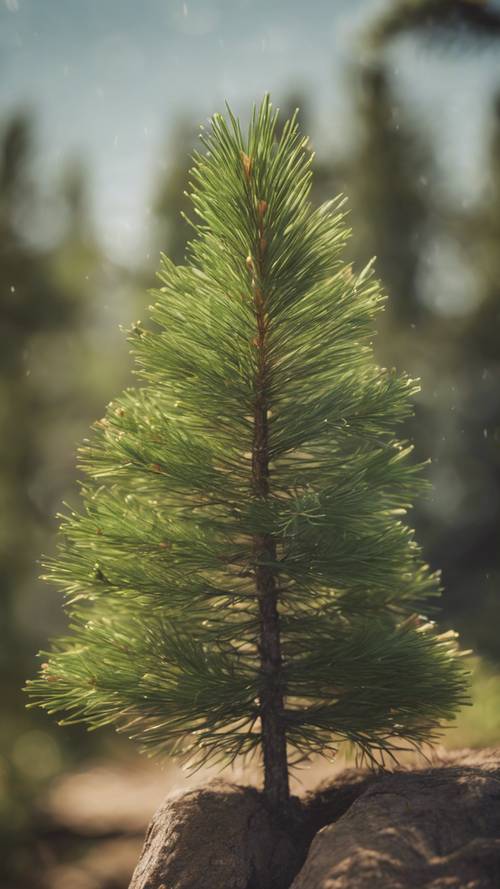 A pine tree gently swaying in the calming rhythm of a warm summer's breeze Tapeta [ea6016b189eb49c1b45b]