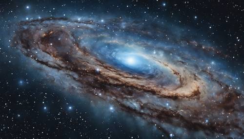 Niebieska galaktyka przemierzająca ciche krainy kosmosu. Tapeta [aca067abbff745eab3bf]