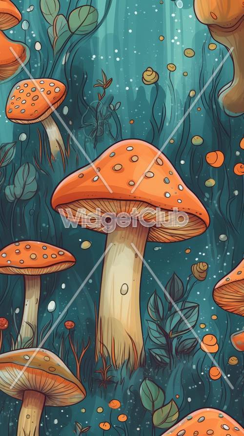 Bright Orange Fun Mushroom Design
