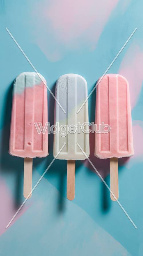 파란색 배경에 화려한 아이스크림 팝