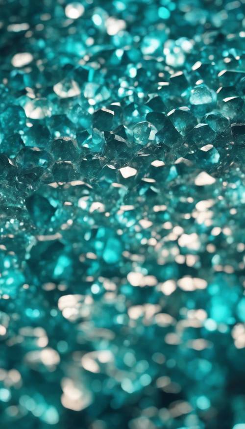 Teal crystal-like pattern shimmering under a blue moonlight Tapet [e6eb68d42a224954b122]