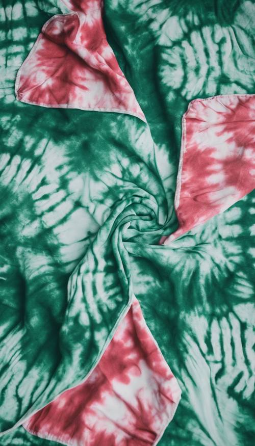 Uma foto de ângulo superior de uma manta de piquenique tie-dye disposta em um parque verde. Papel de parede [ebf579e5fada45c580c5]