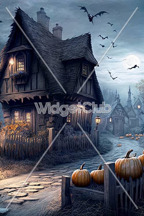 Verzauberte Halloween-Dorfszene
