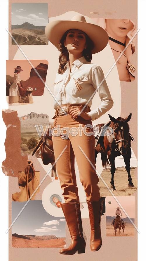Cowgirl Vibes Collage Papel de parede[9562187b9c8d43feb643]