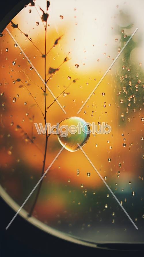 Regenbogenblase auf einem verregneten Fenster