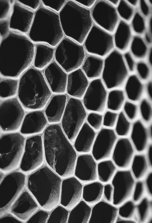 An image of a detailed, dark honeycomb pattern casting long, twisted shadows.