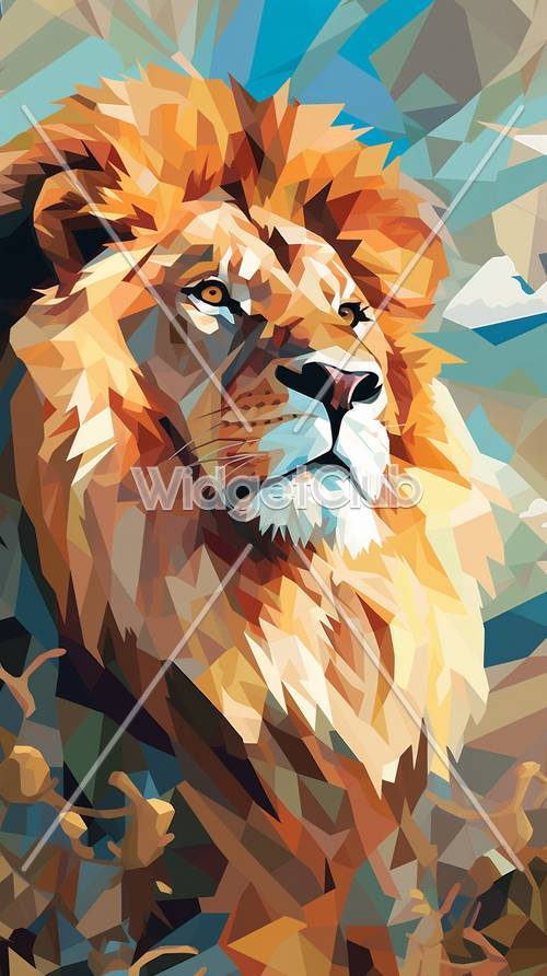 Arte geométrico colorido del león