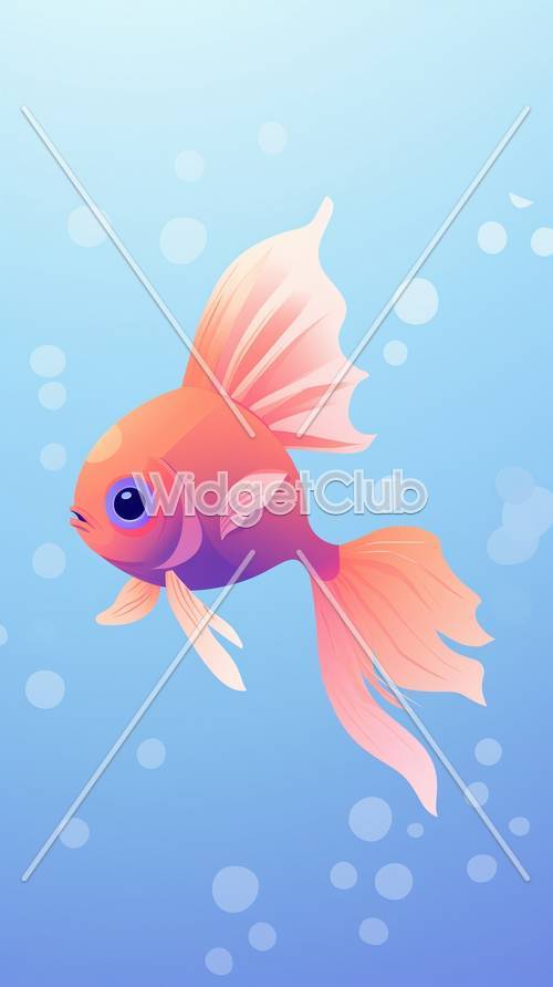 Niedlicher orangefarbener Fisch im blauen Ozean