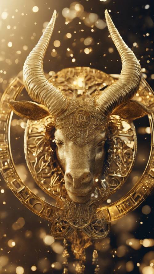 Znak zodiaku Koziorożec wykonany z błyszczącego złota.