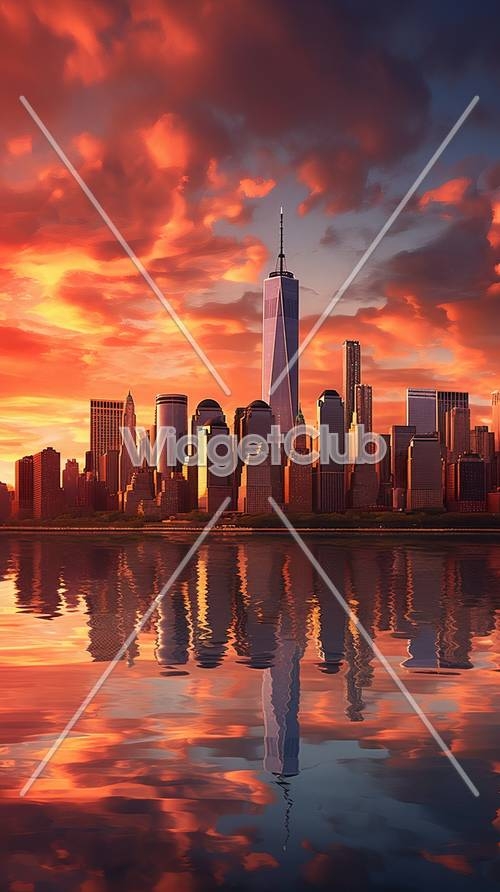 Sunset Skyline Reflection壁紙[e7258b08fc6f4c5b8e13]