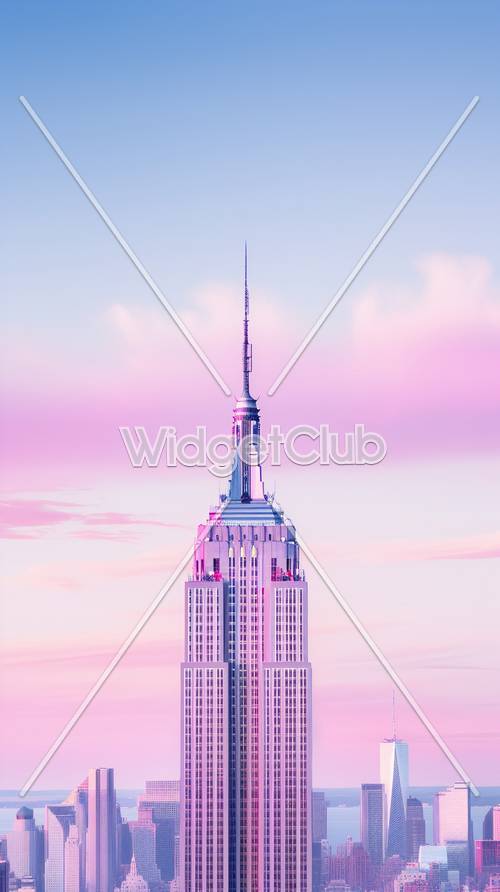 Bầu trời hồng và tòa nhà cao tầng