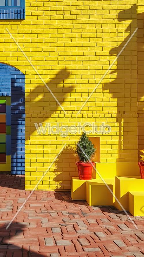 Colorful Shadow Play on Bricks