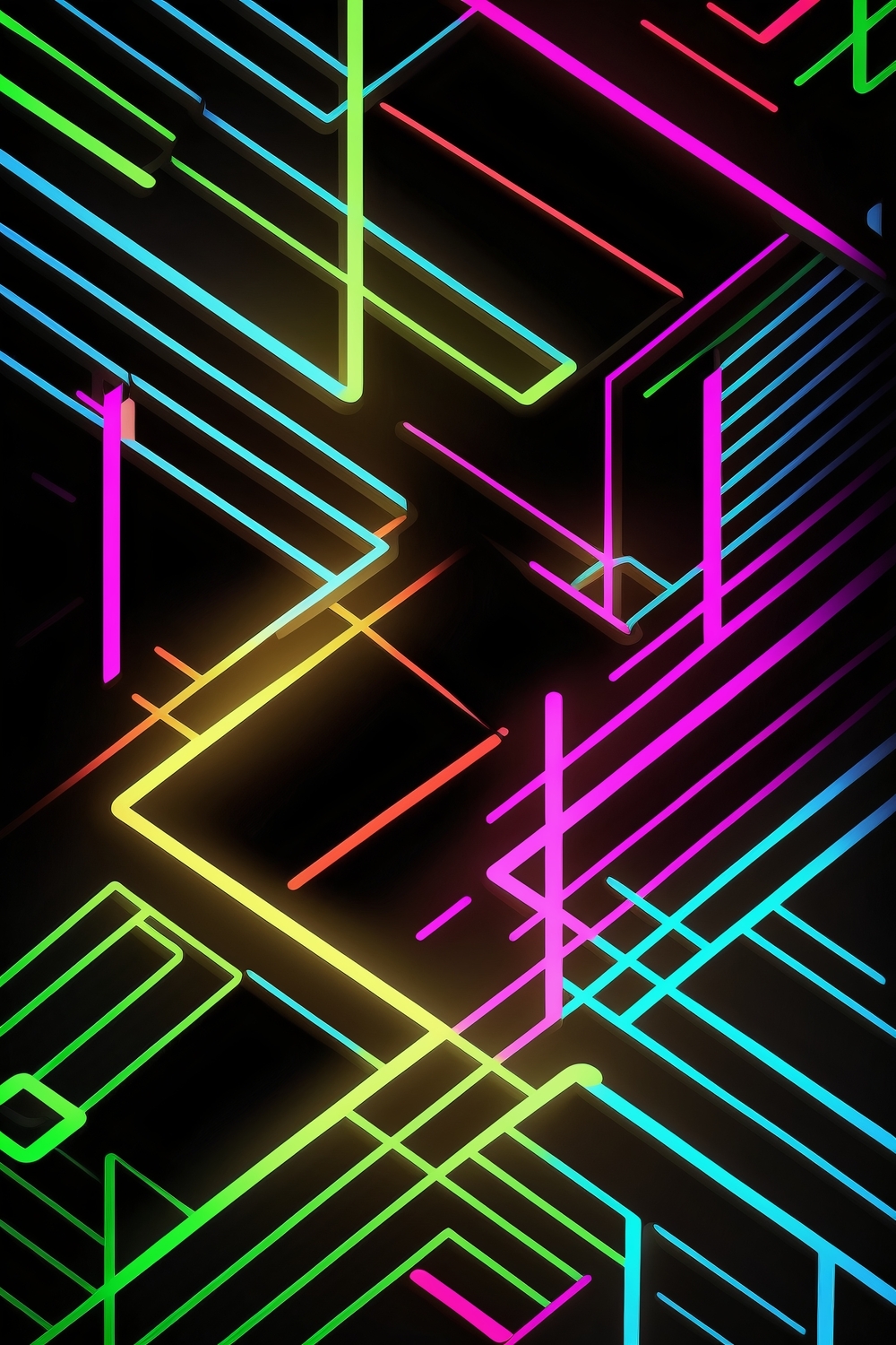 Neon Lights in Abstract Shapes วอลล์เปเปอร์[634e96addd624bd2a61a]