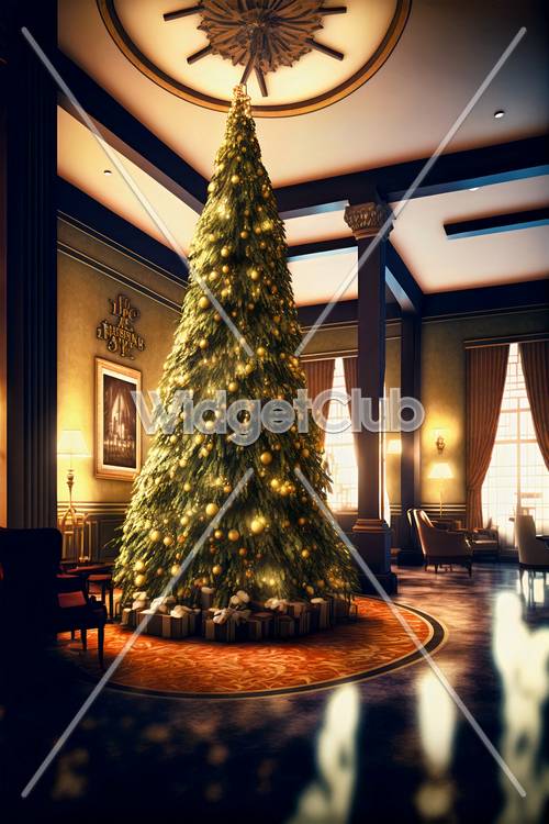 شجرة عيد الميلاد الأنيقة في غرفة مريحة