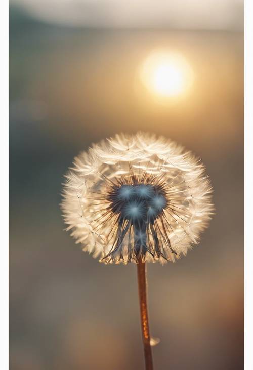 A close-up of a dandelion seed head catching the golden hour light. Tapet [422bfb1f58e34d6ba7d9]