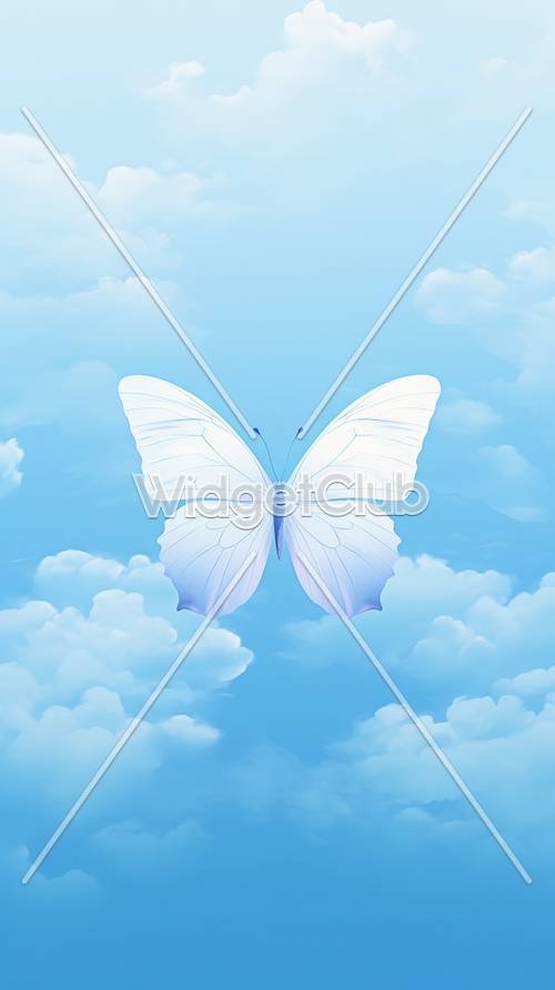 Blue Sky and Gentle Butterfly ورق الجدران[1dc0fd6133a64966bafb]