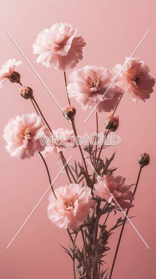 Graziosi fiori rosa su uno sfondo morbido