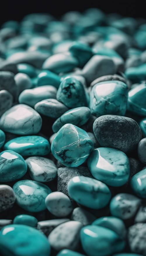 Pile of turquoise marble rocks sitting under the soft moonlight. Tapet [2171c74c9e474e2181f8]