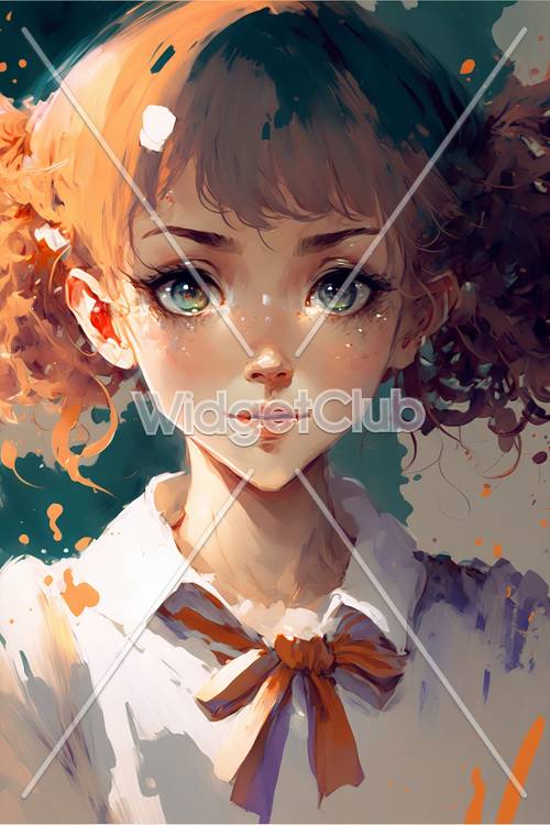 Helles und farbenfrohes Anime-Mädchen-Kunstwerk