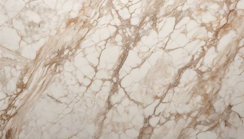 Una vista ravvicinata della struttura del marmo color crema con sottili venature e macchie.