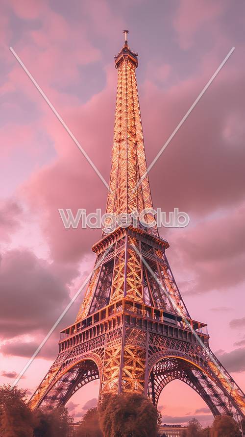 Matahari terbenam di Menara Eiffel