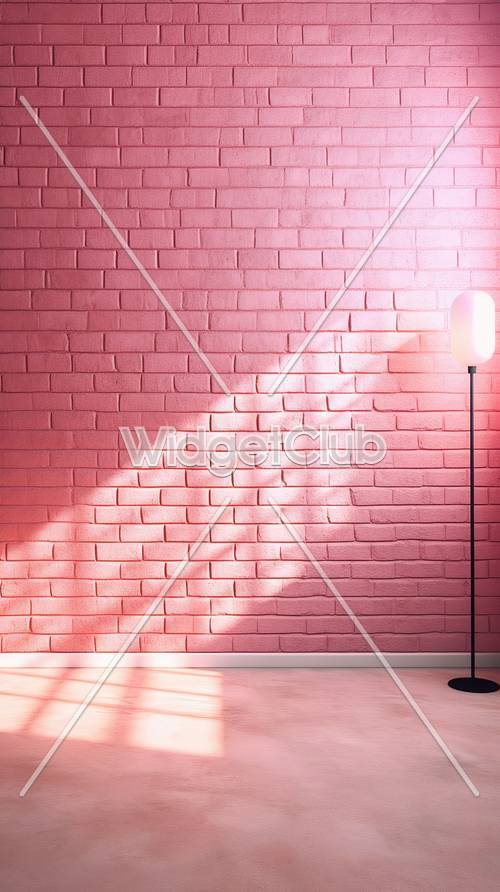 ピンクのレンガ壁と光の影