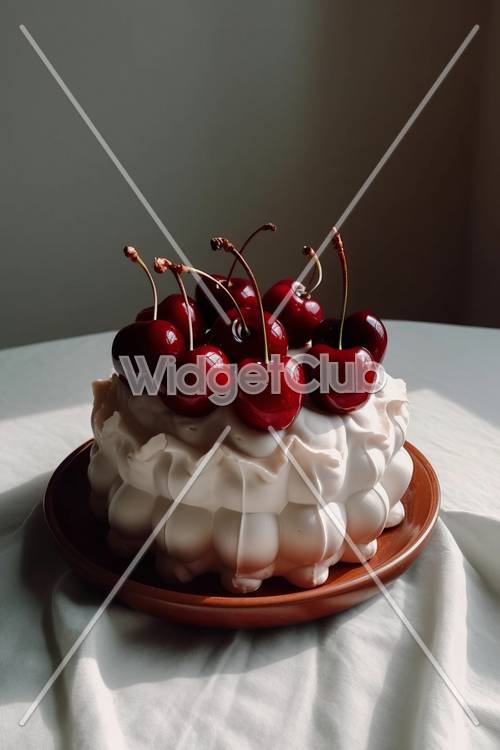 Cherries on Top of a Creamy Dessert